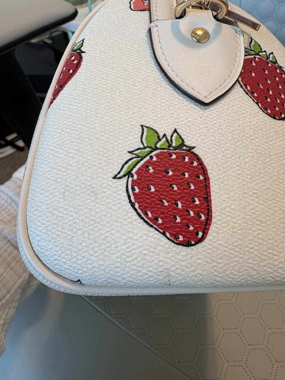 COACH Outlet Rowan Satchel in Strawberry/Chalk - Picture 8 of 16